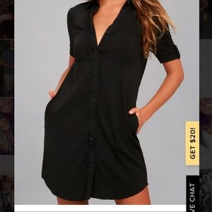 Lulus black button up shift dress. Never worn.